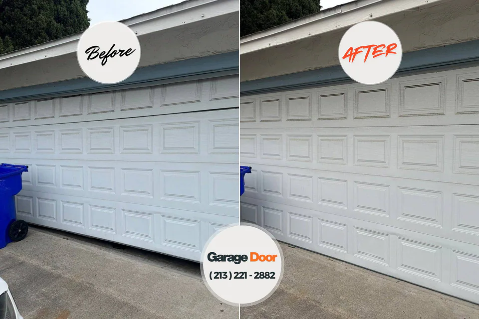 Before and after: garage door repair Plainfield Village, CT